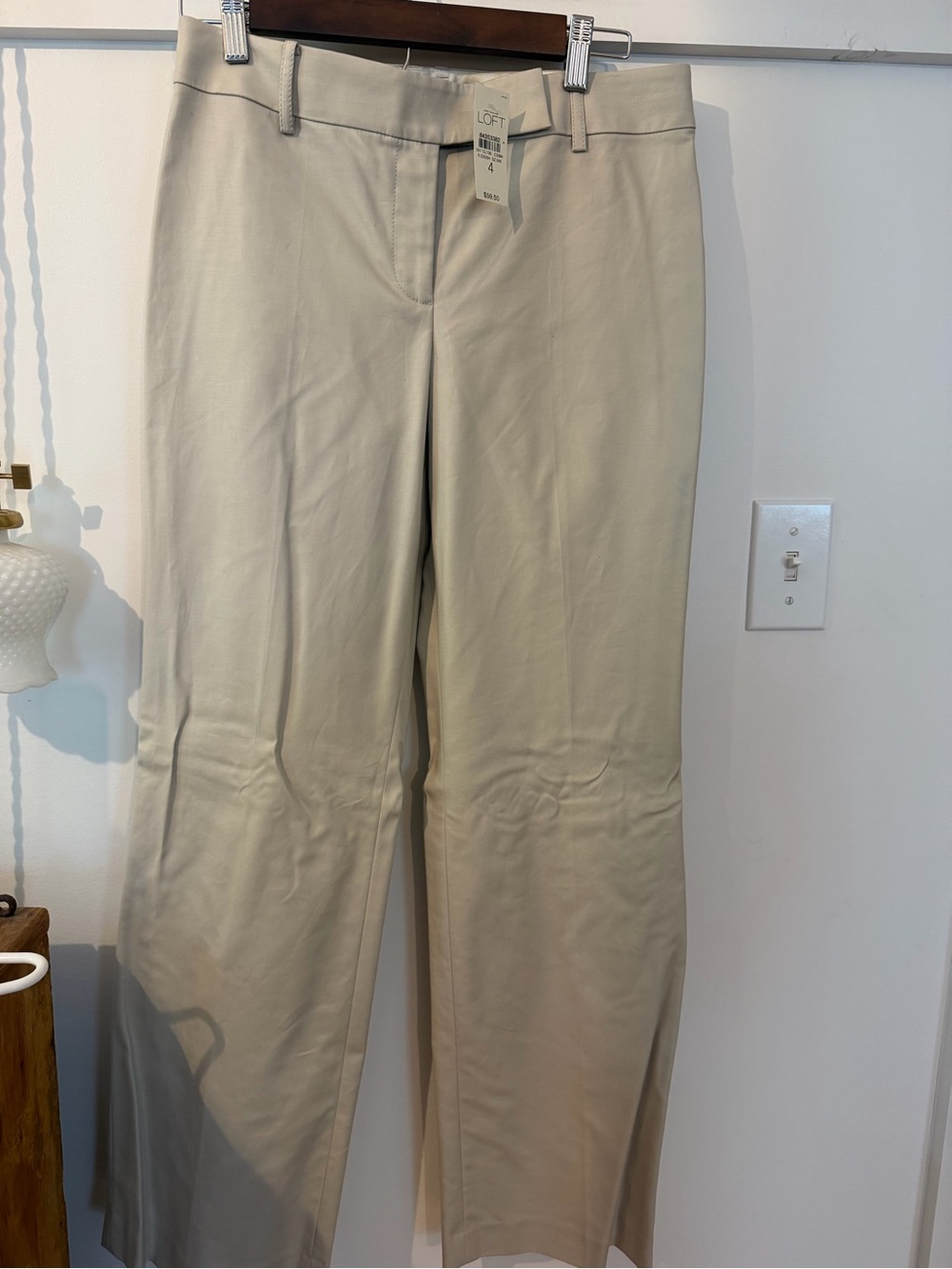 LOFT Light Beige Straight-Leg Dress Pants Trouser.